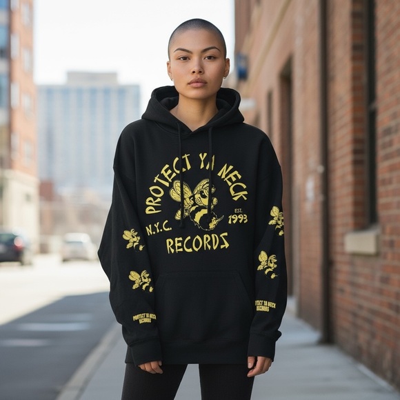 Wu-Tang Clan Black and Yellow Graphic Hoodie 1993 - Picture 12 of 12